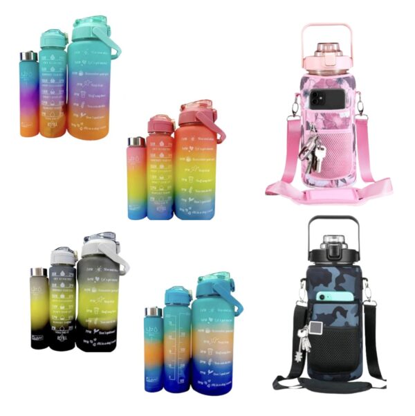 Trio Termo Motivacional + Funda Botella