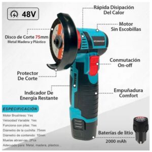 Mini Pulidora Doble Bateria 2 Discos