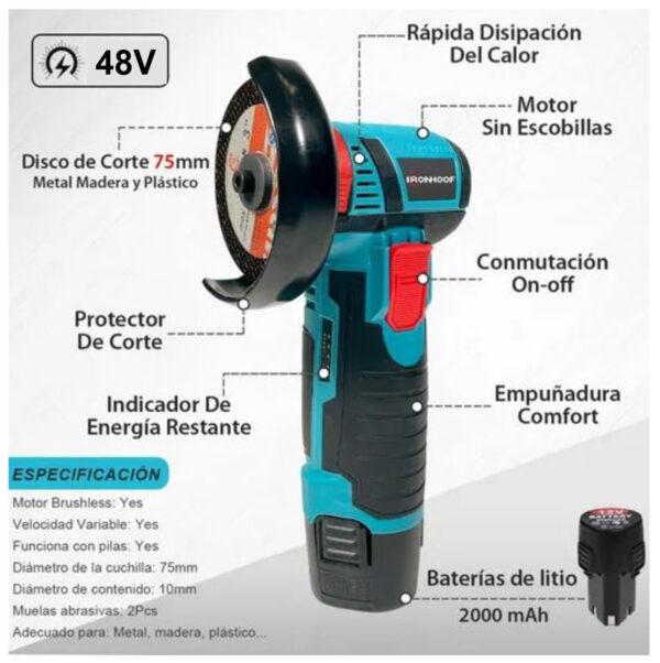 Mini Pulidora Doble Bateria 2 Discos