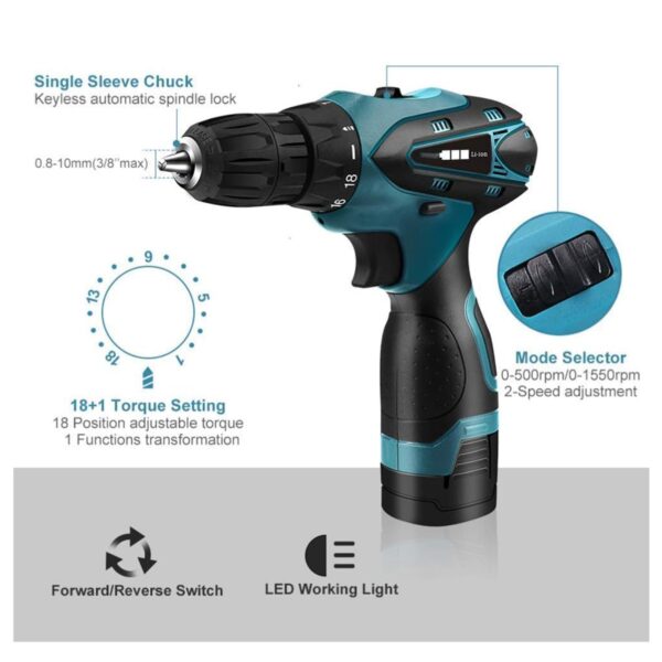 Taladro inalámbrico de mano 2 Bateria