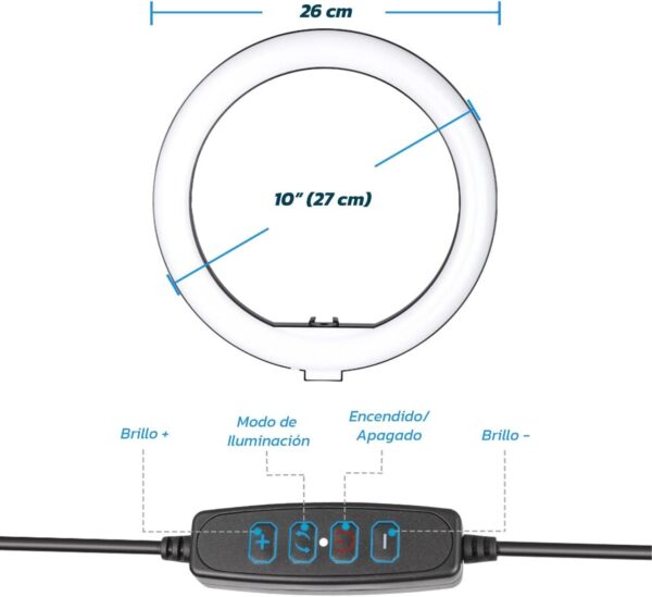 Aro 26cm de Luz Selfie con Tripode 2m